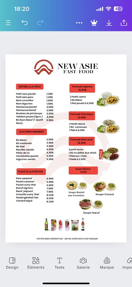 New Asie Cannes - Menu Image 1